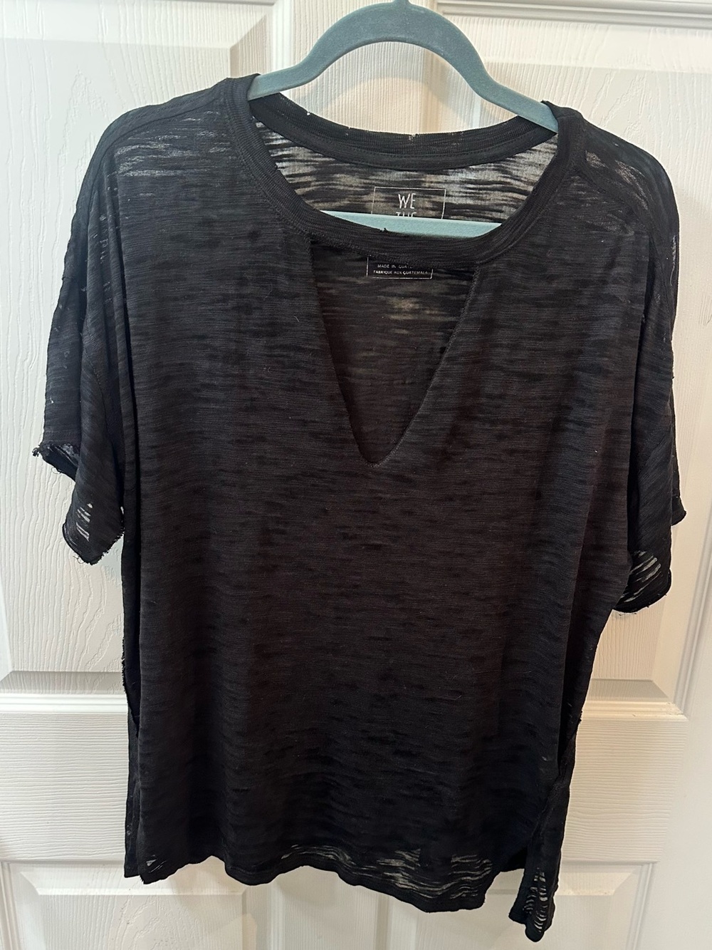WeThe Free Black V‑Neck Short Sleeve Top
